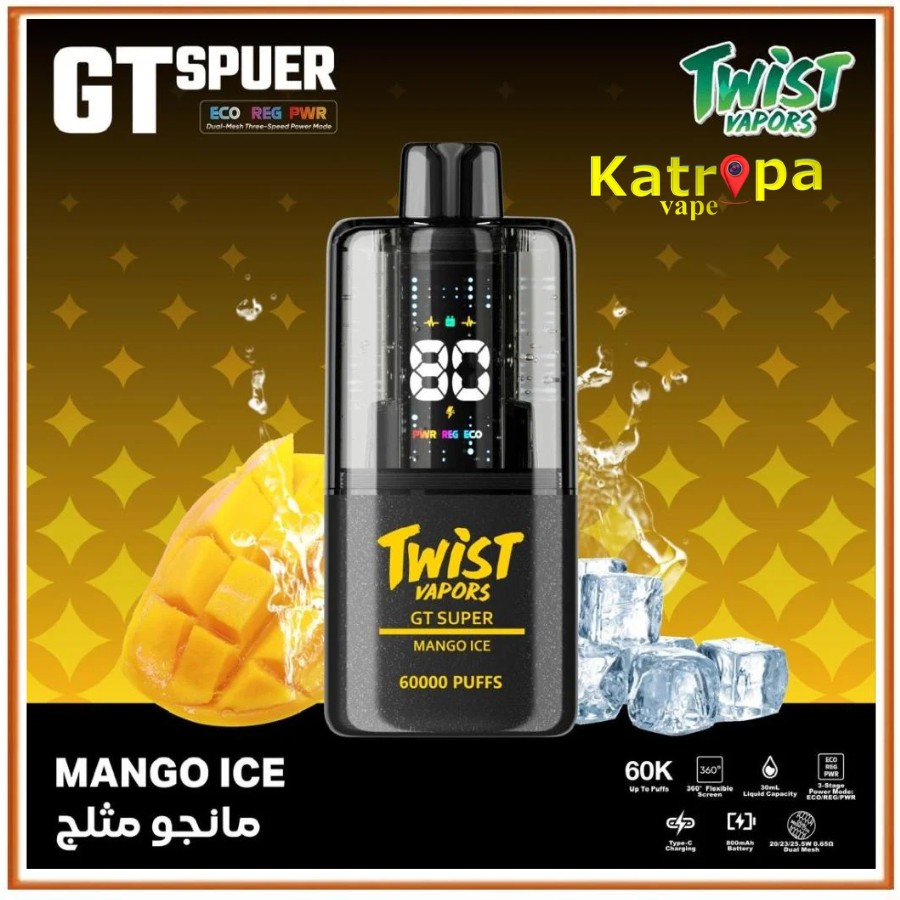 Twist Vapors GT Super Disposable 60000 Puffs – Mango Ice