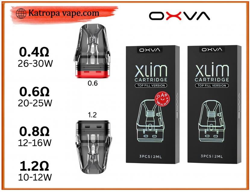 OXVA XLIM 3 Pods  0.4Ω → 0.6Ω →0.8Ω →  1.2Ω
