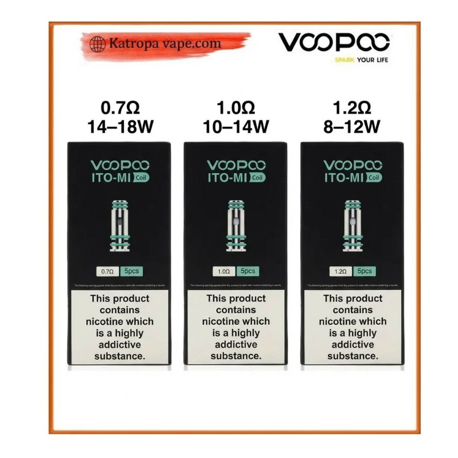 VOOPOO ITO‑M1 Series Coils – 0.7Ω / 1.0Ω / 1.2Ω