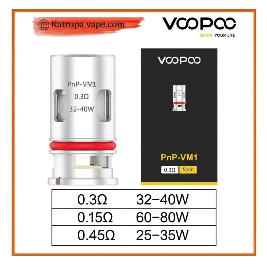 VOOPOO PnP‑VM1 Coil – 0.15Ω / 0.3Ω / 0.45Ω